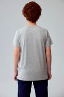 Polera Niño Básica Estampada Gris Melange