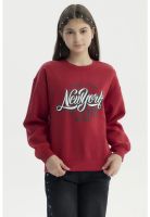 Polerón Niña Básico Print Rojo Oscuro