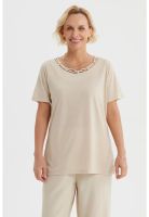 Polera Mujer Detalle Cuello Beige Claro