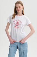 Polera Mujer Gráfica Roll Up Rojo
