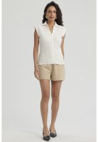 Polera Mujer Textura Abotonada Crudo