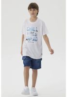 Polera Niño Estampado Playero Blanco