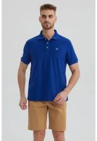 Polera Hombre Pique Básica Lisa Azulino - lll