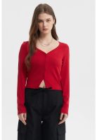 Polera Mujer Botones Rojo - ll