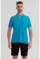 Polera Hombre Piqué Básica Lisa Turquesa - ll