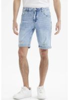 Bermuda Hombre Slim Roturas Azul Claro