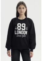 Polerón Niña Básico Print Negro - Vl