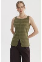 Polera Mujer Cuello Cuadrado Verde Olivo