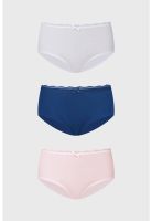 Calzón Mujer Tripack Pantaleta Detalle Encaje Azul Marino