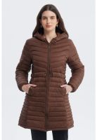 Parka Mujer Larga Básica Café Oscuro