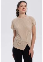 Polera Mujer Abertura Costado Beige