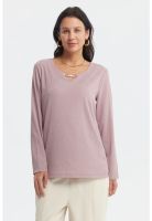 Polera Mujer Detalle Cuello Malva