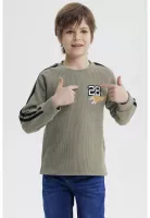 Polera Niño Bicolor Texturizada Verde Militar