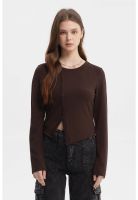 Polera Mujer Corte Diagonal Café Oscuro