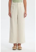 Pantalón Mujer Calce Recto Y Cintura Elástica Beige Claro