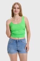 Polera Mujer Recogido Verde Flúor