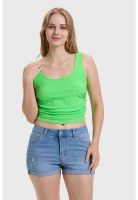 Polera Mujer Recogido Verde Flúor