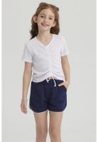 Polera Niña Con Recogido Blanco