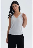 Polera Mujer Pabilo Lisa Con Textura Crudo