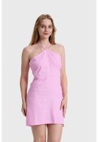 Vestido Mujer Halter Lino Rosado