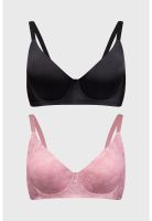 Sostén Mujer Bipack Estampado Liso Palo Rosa