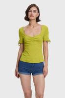 Polera Mujer Escote Corazón Verde