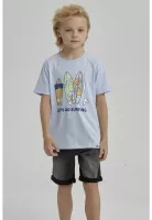 Polera Niño Puff Print Delantero Celeste