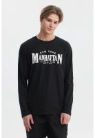 Polera Hombre Print Frontal Negro