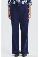 Pantalón Mujer Calce Recto Detalle Pretina Azul