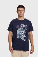 Polera Hombre Print Acid Wash Azul