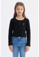 Polera Niña Con Botones Negro - ll