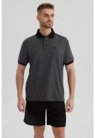 Polera Hombre Cuello Contraste Gris Marengo