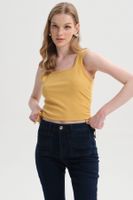 Polera Mujer Recogido Costado Amarillo