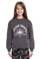 Polerón Niña Oversize Bordado Gris