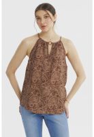 Blusa Mujer Halter Estampada Café Claro