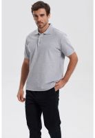 Polera Hombre Piqué Básica Lisa Gris Melange - ll