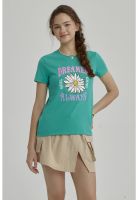 Polera Niña Básica Estampada Verde - lll