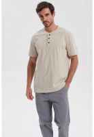 Polera Hombre 3 Botones Beige