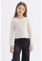 Polera Niña Rayas Beige