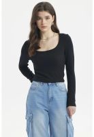 Polera Mujer Rib Negro - lll