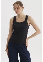 Polera Mujer Lisa Doble Capa Negro- ll