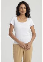 Polera Mujer Escote Cuadrado Blanco - ll