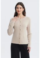 Sweater Mujer Aplicación Botones Beige