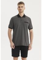 Polera Hombre Cuello Polo Jacquard Marengo