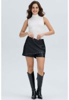 Falda Mujer Aplicación Tachas Negro