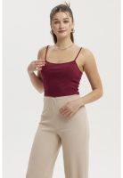Polera Peto Mujer Crop Rib Vino Oscuro