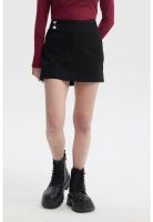 Falda Mujer Botones Lateral Negro