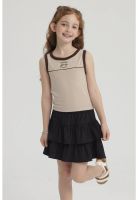 Polera Niña Teen Piping Frontal Beige