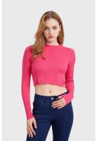 Sweater Mujer Crop Fucsia
