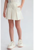 Falda Niña Short Tableada Crema